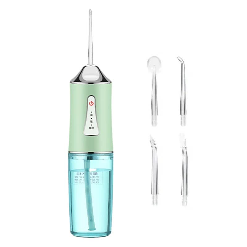 V888-ELOSUNG13234-210738-00 Green Electric Portable Water Flosser - Smart 4-Head Oral Irrigation Teeth Cleaner, Pulse Cleaning for Home Use - Image 1