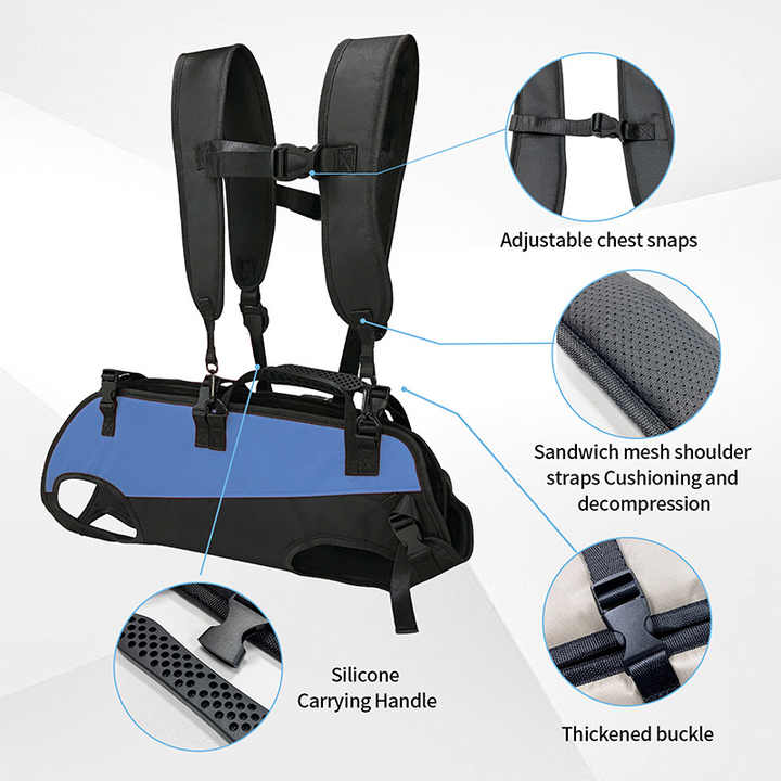 V888-ELOSUNG13376-211473-00 S Blue Multifunctional Pet Backpack with Adjustable Straps, Outdoor Assist Walking Harness Carrier for Dogs And Cycling Dog Backpack - Image 1