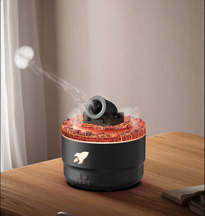 V888-ELOSUNG13546-212107-00 Black Creative Cannon-Shaped Aromatherapy Diffuser with Colorful LED Lights, 280ml Ultrasonic Humidifier, Dual Mist Modes, Desktop Small Air Freshener - Image 1