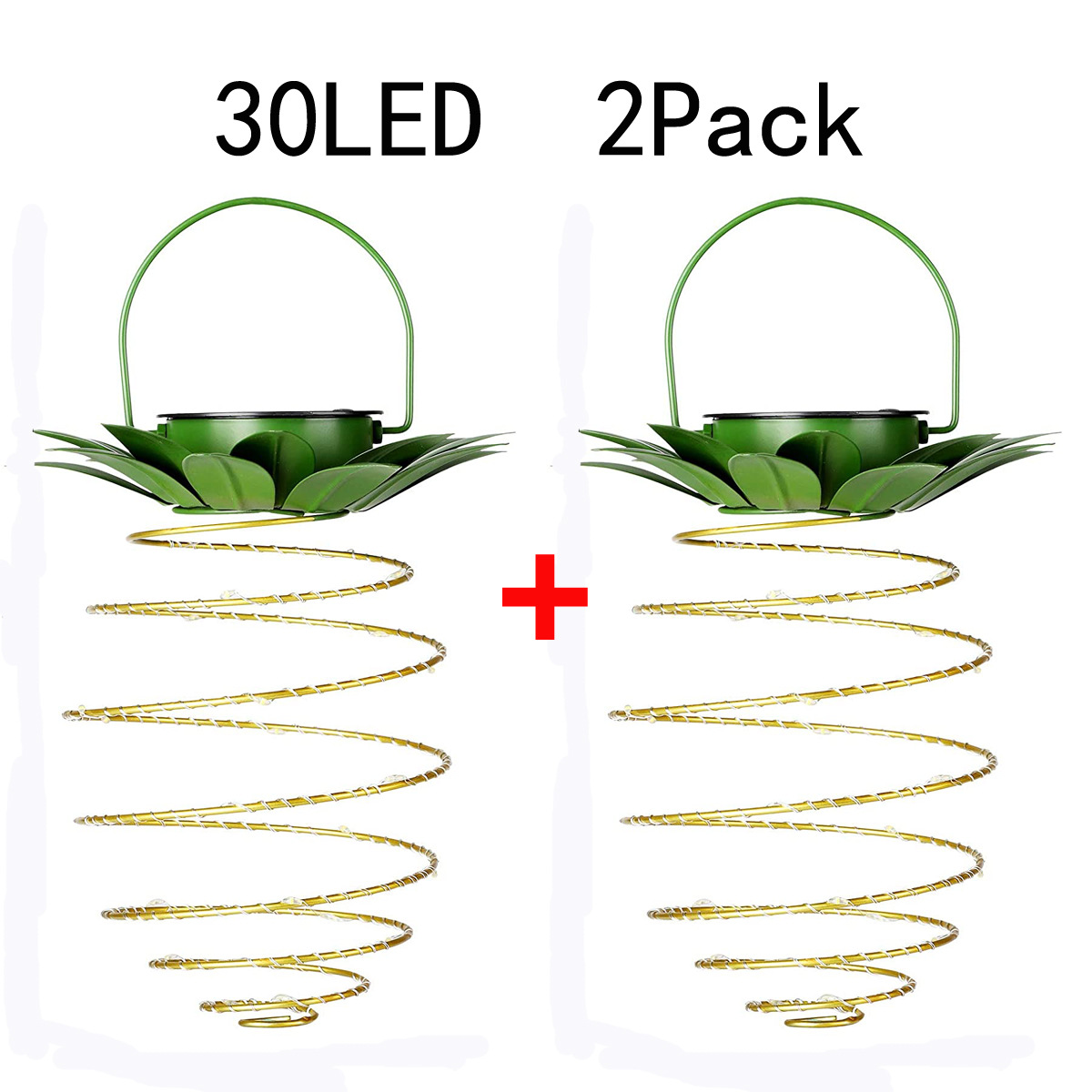 V888-ELOSUNG13552-212175-00 2 Pcs 30 LEDS Solar Pineapple Lantern – Outdoor LED Decorative Hanging Light, Waterproof Iron Art, Solar-Powered Garden String Light - Image 1