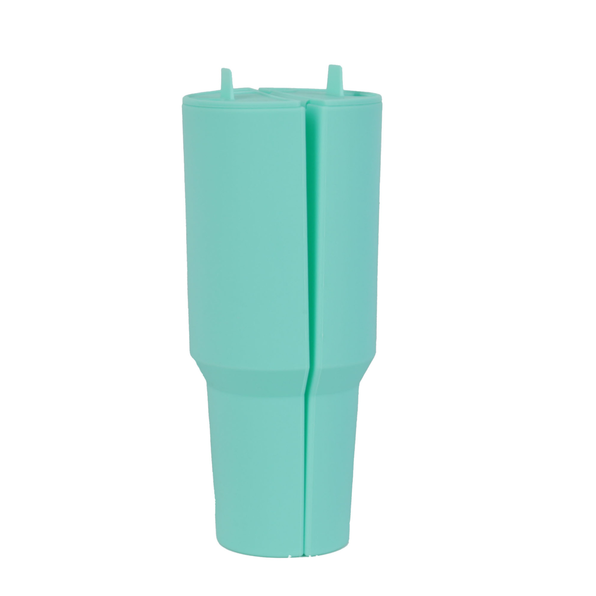 V888-ELOSUNG13601-212455-00 Turquoise 40oz Silicone Dual-Chamber Cup Separator - Food-Grade Drink Divider, Cold Drink Mug with Separate Compartments, BPA-Free Silicone Liner for Beverages, Juice, Coffee, and Tea - Image 1