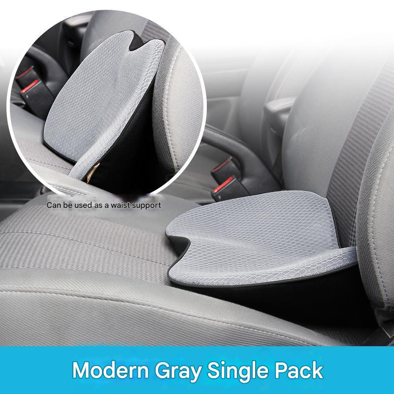 V888-ELOSUNG13728-212856-00 Grey Mini Car Seat Cushion - Memory Foam Height-Boost Cushion with Removable Mesh Cover - Driver Seat Pad for All Seasons - Image 1