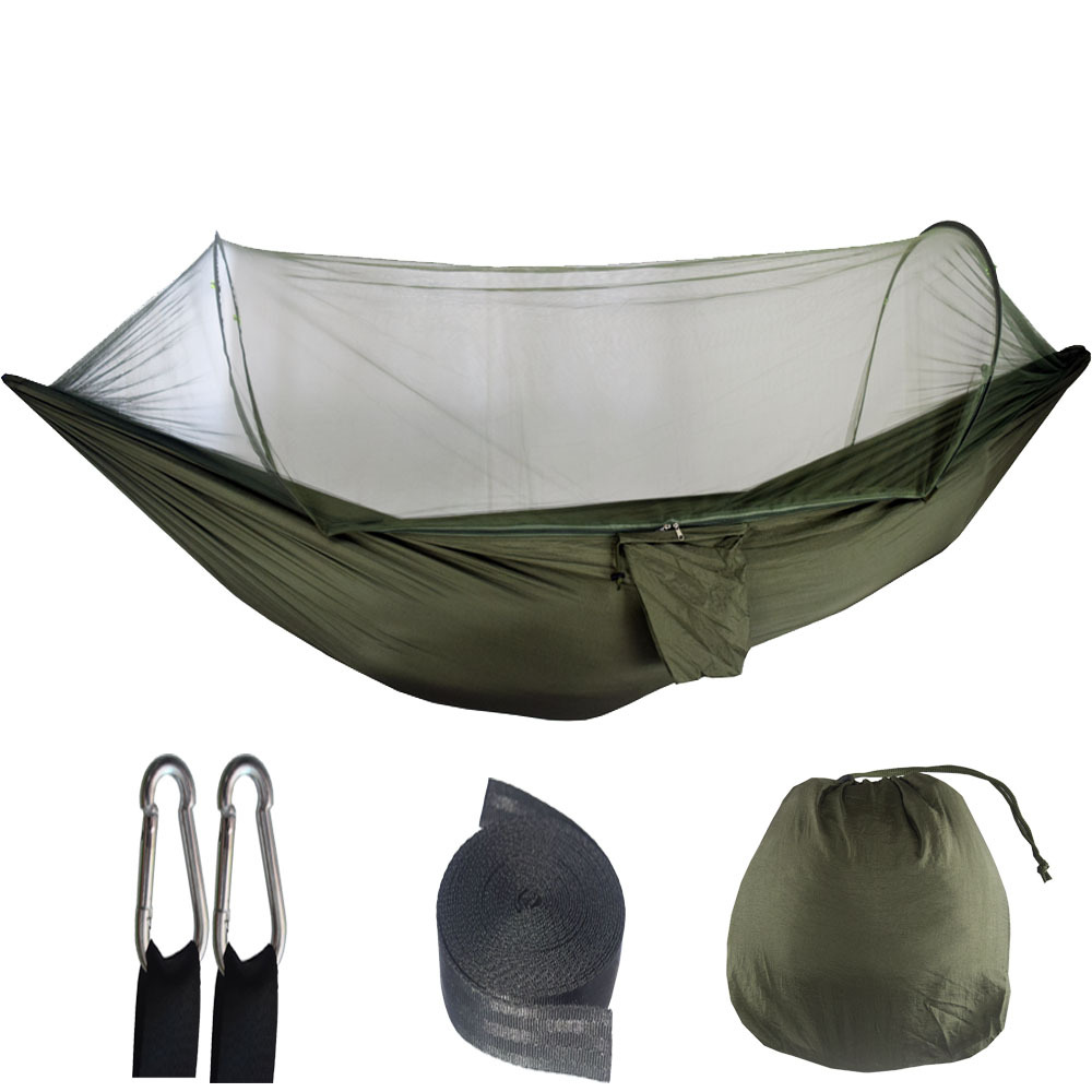 V888-ELOSUNG13732-212672-00 Dark Green Automatic Pop-Up Mosquito Net Hammock – 200kg Load Capacity, Lightweight Outdoor Camping Gear with Quick Setup and Durable Design - Image 1