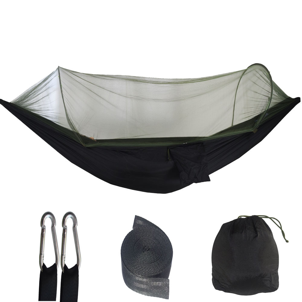 V888-ELOSUNG13734-212669-00 Black Automatic Pop-Up Mosquito Net Hammock - 200kg Load Capacity, Lightweight Outdoor Camping Gear with Quick Setup and Durable Design - Image 1