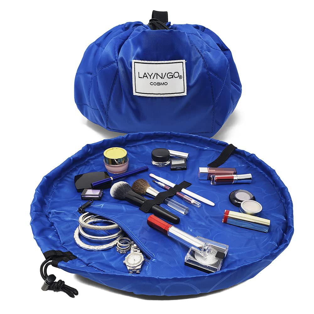 V888-ELOSUNG13916-213583-00 Blue Portable Drawstring Cosmetic Storage Bag for Travel and Daily Use(Cosmetics pictured are photo props and are not included) - Image 1