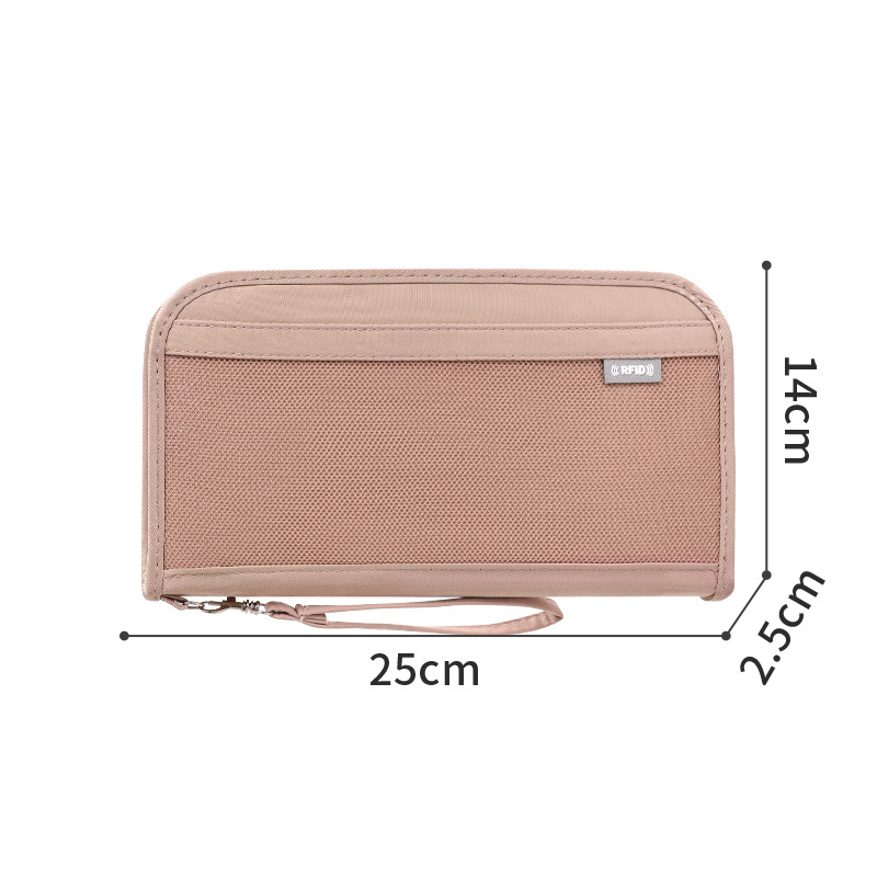 V888-ELOSUNG13953-213780-00 Pink Portable RFID Blocking Travel Passport Holder with Large Capacity - Image 1