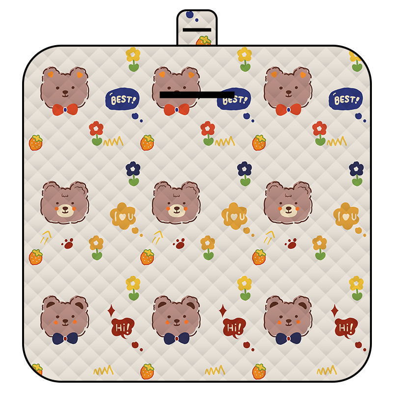 V888-ELOSUNG15044-211879-00 Thickened Waterproof Picnic Blanket - Portable Outdoor Beach Mat for Camping and Hiking 150*200cm(Bow tie bear) - Image 1