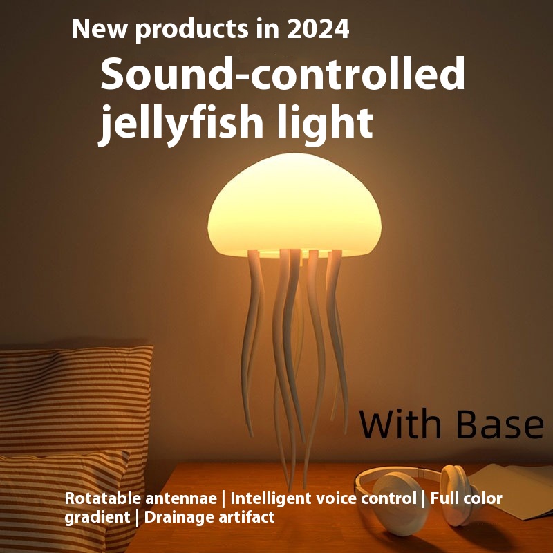 V888-ELOSUNG15252-212601-00 Hanging With Base Style Jellyfish Shaped Night Light - 1000mAh Rechargeable LED Lamp - Image 1