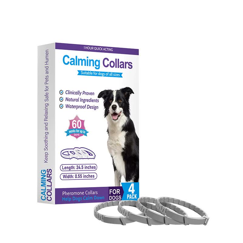 V888-ELOSUNG15264-214550-00 Gray Calming Collars for Dogs - Natural Stress Relief, Adjustable, 4 Pack - Image 1