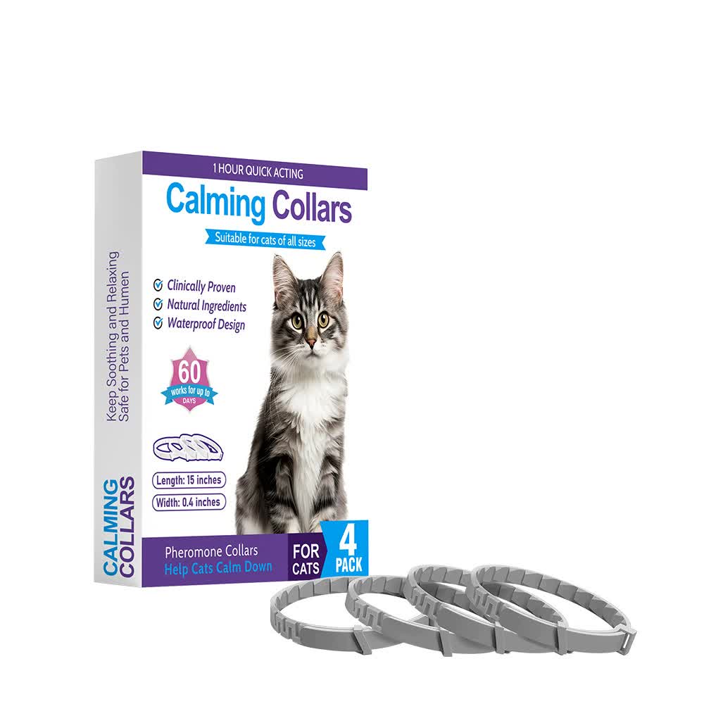 V888-ELOSUNG15270-214556-00 Gray Calming Collars for Cats - Natural Anxiety Relief, Adjustable, 4 Pack - Image 1