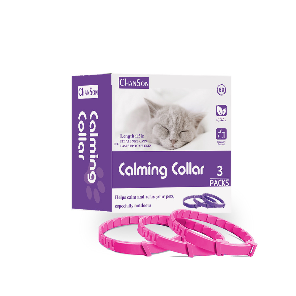 V888-ELOSUNG15280-214392-00 Pink Calming Collars for Cats - Natural Anxiety Relief, Adjustable, 3 Pack (2 set/6PCS) - Image 1