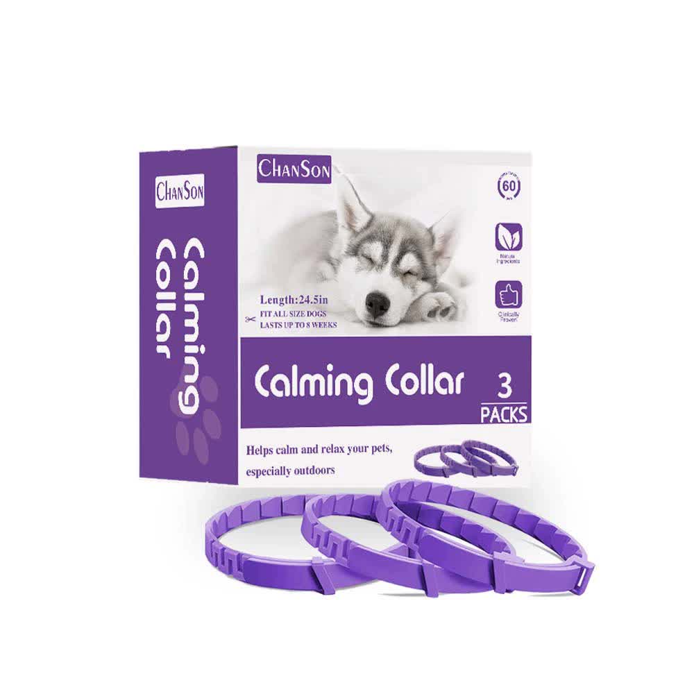 V888-ELOSUNG15283-214562-00 Purple Calming Collars for Dogs - Natural Stress Relief, Adjustable, 3 Pack (2 set/6PCS) - Image 1