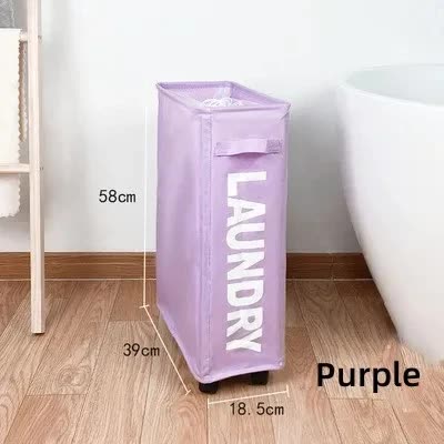 V888-ELOSUNG15351-212835-00 Rolling Laundry Basket with Wheels - 42L Capacity, Purple, 39*18.5*58CM - Image 1