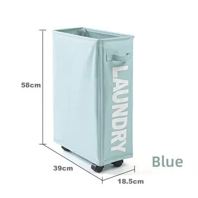 V888-ELOSUNG15352-212834-00 Rolling Laundry Basket with Wheels - 42L Capacity, Blue, 39*18.5*58CM - Image 1