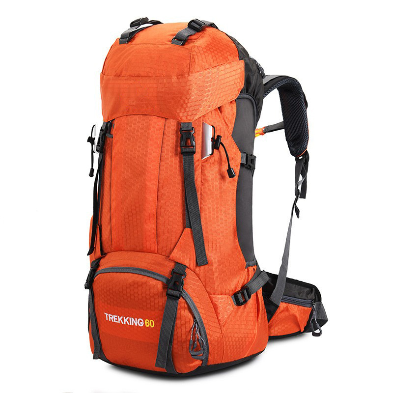 V888-ELOSUNG15469-213846-00 Orange 60L Waterproof Hiking Backpack with Multi-Pocket Design for Outdoor Adventures - Image 1