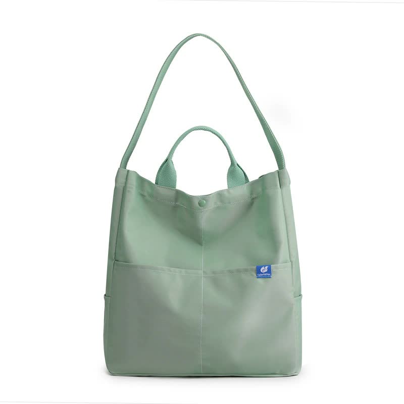V888-ELOSUNG15498-214156-00 Green Minimalist Nylon Tote Bag with Adjustable Shoulder Strap, Large Capacity - Image 1