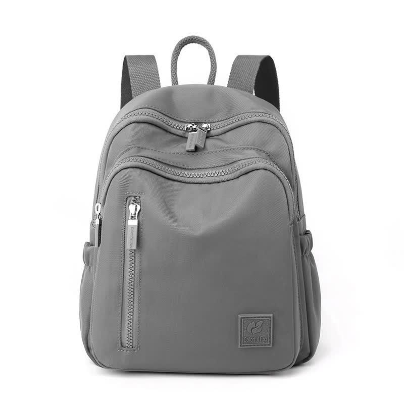 V888-ELOSUNG15502-214215-00 Gray Mini Nylon Multi-Compartment Backpack - Lightweight and Stylish Everyday Bag - Image 1