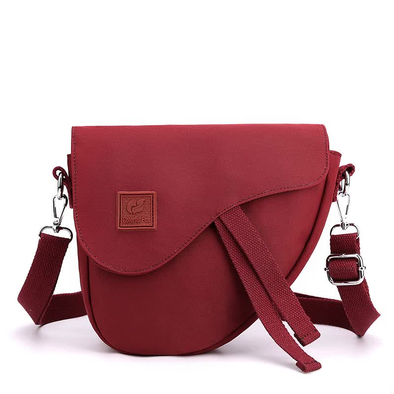 V888-ELOSUNG15545-214190-00 Red Compact Nylon Crossbody Shoulder Bag - Stylish and Lightweight Sling Purse - Image 1