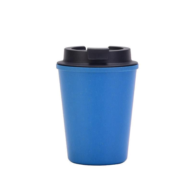 V888-ELOSUNG15599-214372-00 Blue 350ml Wheat Straw Double-Layer Coffee Cup - Eco-Friendly and Lightweight - Image 1