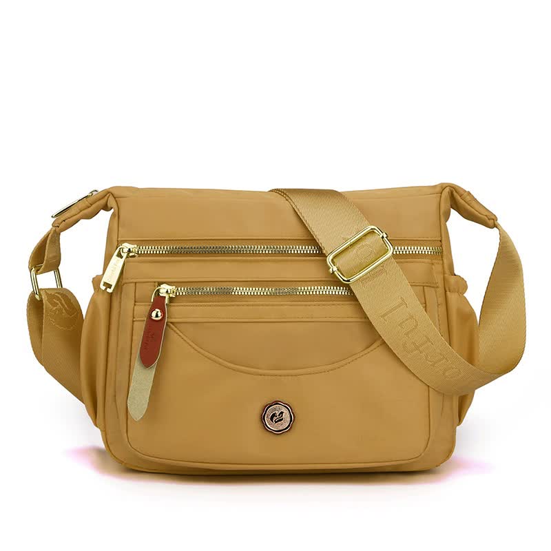 V888-ELOSUNG15673-214959-00 Gold Nylon Crossbody Bag with Multiple Compartments - Compact and Stylish Design - Image 1