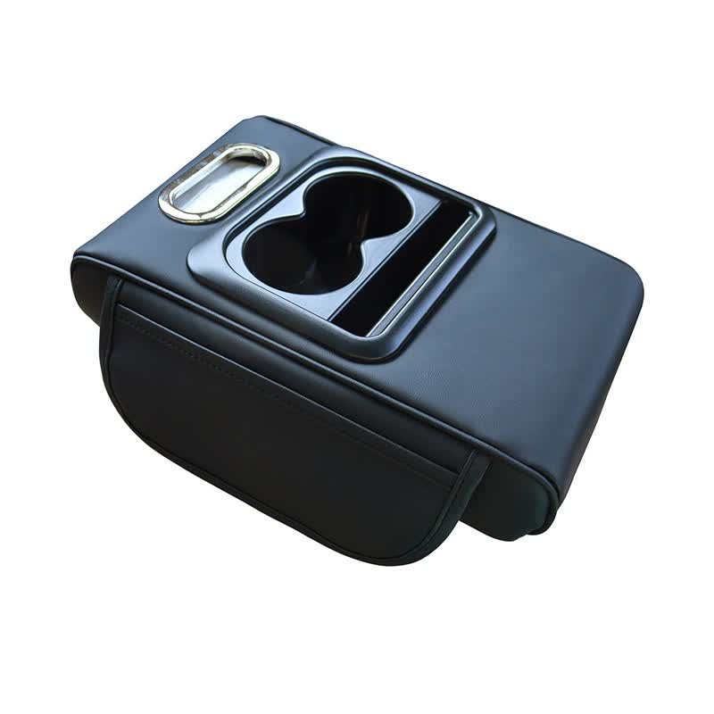 V888-ELOSUNG15754-215573-00 GT-6 No embroidery Black ,Multifunctional Car Armrest Storage Box Cushion - Universal Fit with Cup Holder and Tissue Dispenser - Image 1