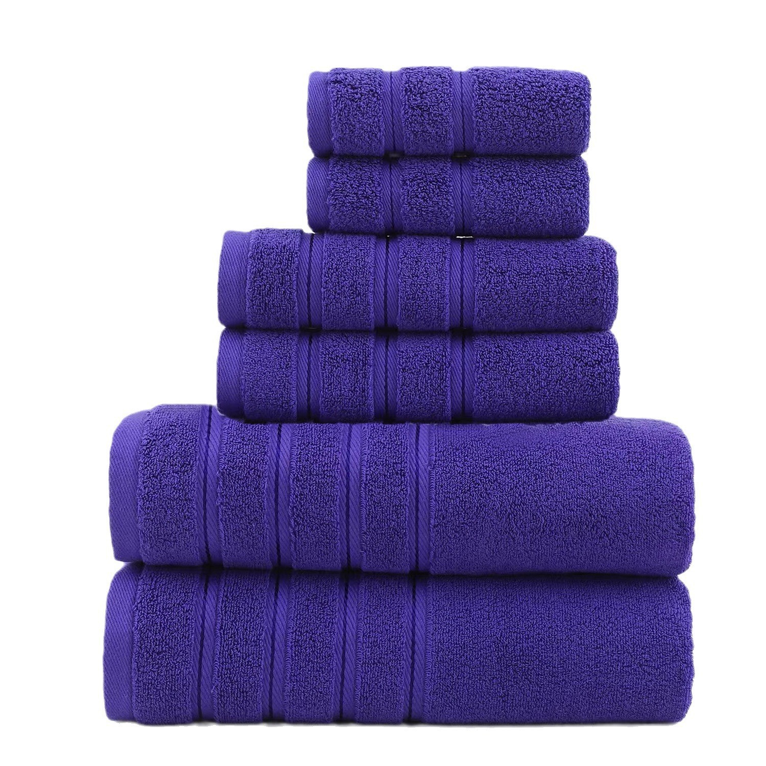 V888-ELOSUNG15841-216010-00 Purple Luxury Cotton Towel Set - 6-Piece Ultra-Soft Bath, Hand, and Washcloth Set - Image 1