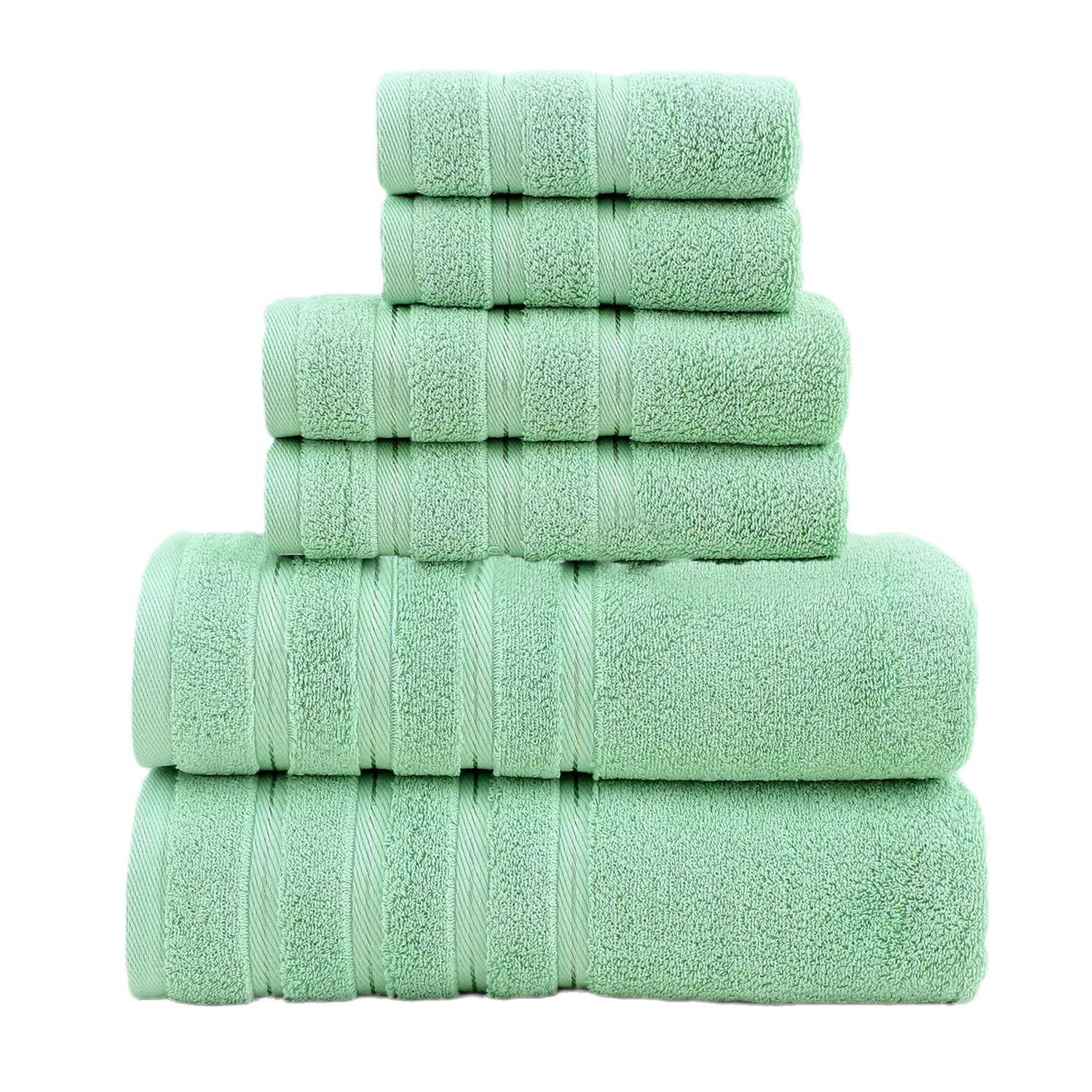 V888-ELOSUNG15842-216011-00 Green Luxury Cotton Towel Set - 6-Piece Ultra-Soft Bath, Hand, and Washcloth Set - Image 1