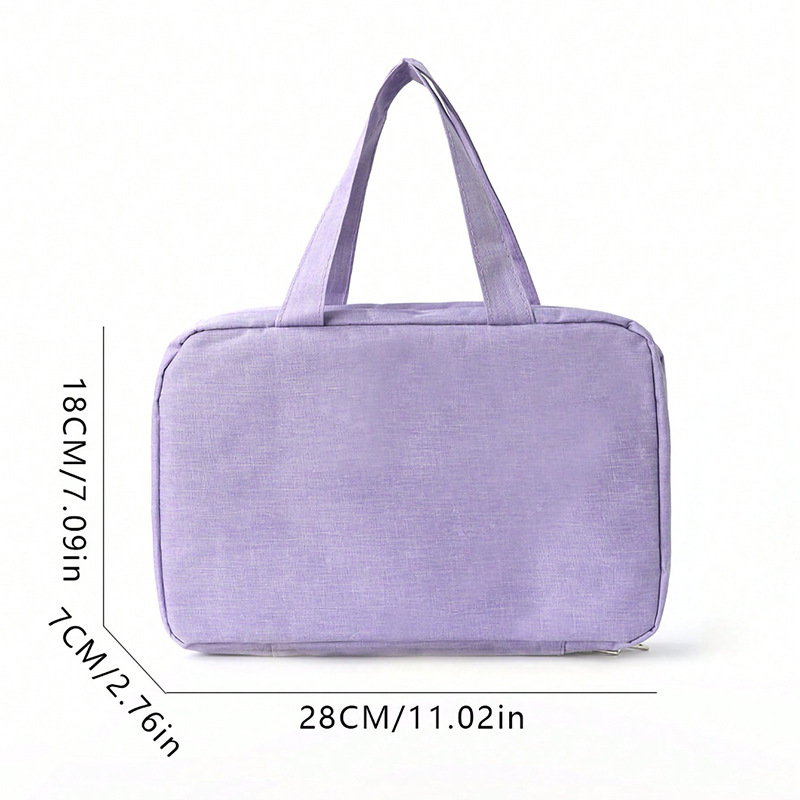 V888-ELOSUNG15876-216688-00 Purple Multipurpose Portable Travel Toiletry Bag - Waterproof Cosmetic Organizer with Zipper - Image 1