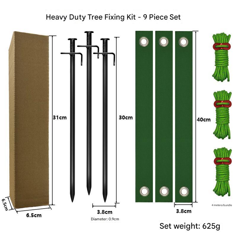 V888-ELOSUNG16156-214904-00 Black Spike Heavy-Duty Tree Anchoring Kit - 9-Piece Set with Ground Stakes, Straps, and Ropes - Image 1