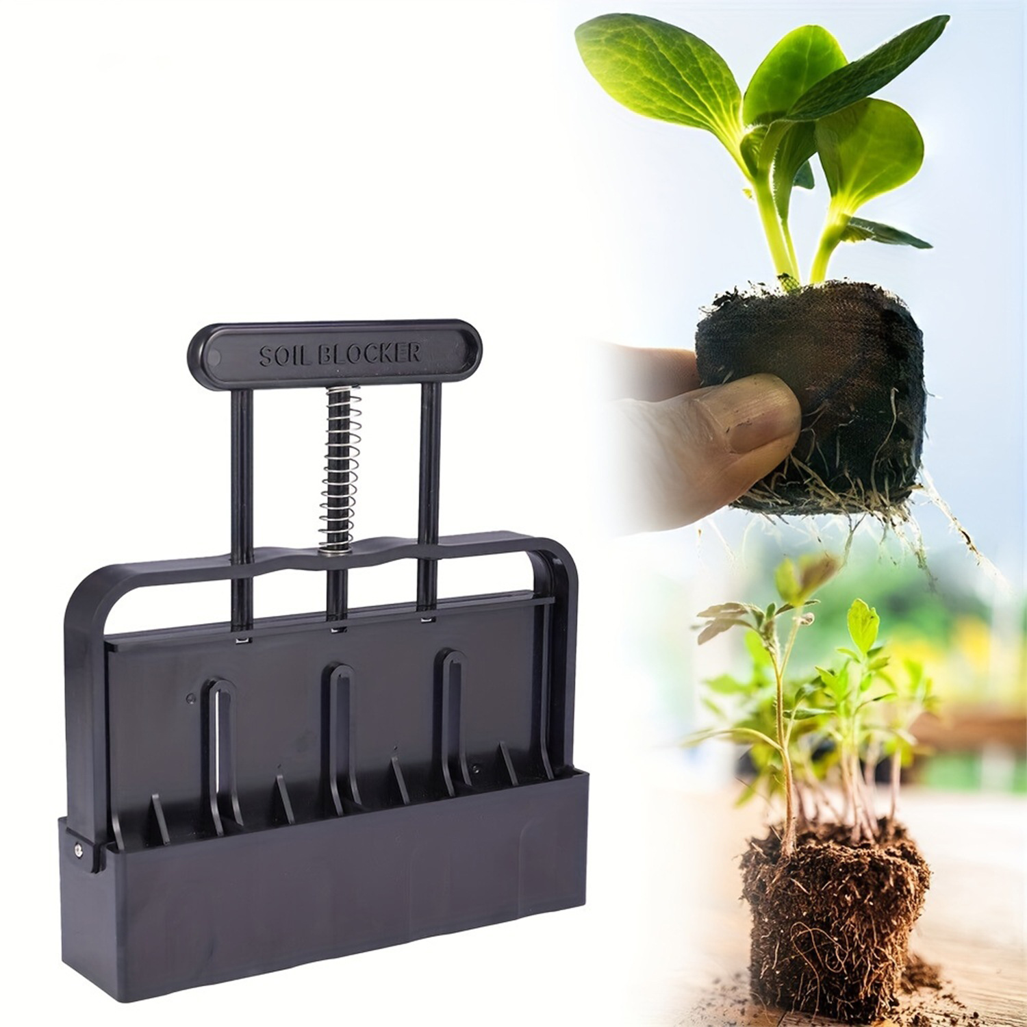 V888-ELOSUNG16207-215115-00 5x5 Soil Block Maker - Durable Handheld Gardening Tool for Seed Starting - Image 1