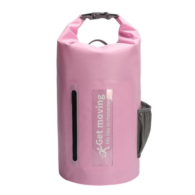 V888-ELOSUNG16319-215774-00 Pink 10L Multifunctional Waterproof Dry Bag Backpack - Roll-Top Outdoor Bag for Water Sports and Travel - Image 1