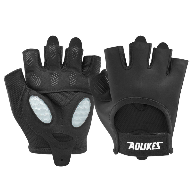 V888-ELOSUNG16412-216017-00 S Black Breathable Gym Training Gloves with Non-Slip Palm Grip - Image 1
