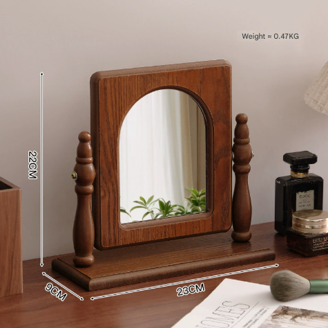 V888-ELOSUNG16535-216500-00 Square-shaped Wooden Tabletop Vanity Mirror, Elegant Design - Image 1