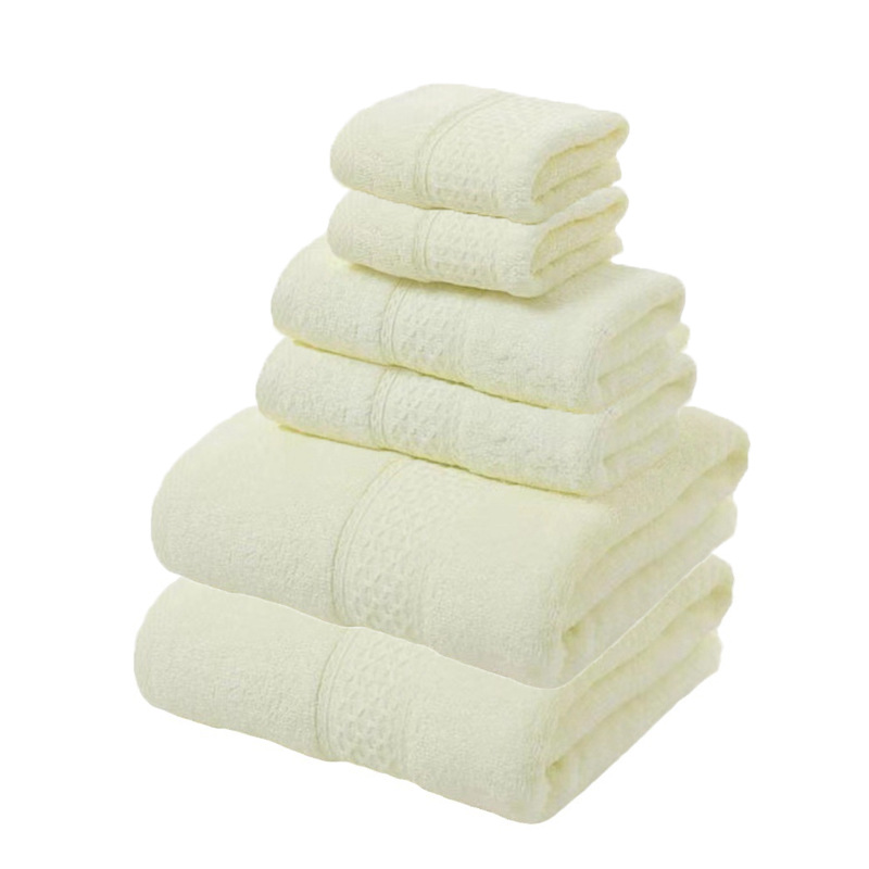 V888-ELOSUNG16787-223345-00 Beige Luxury 6-Piece 100% Cotton Towel Set - 2 Bath Towels, 2 Hand Towels, 2 Face Towels - Image 1