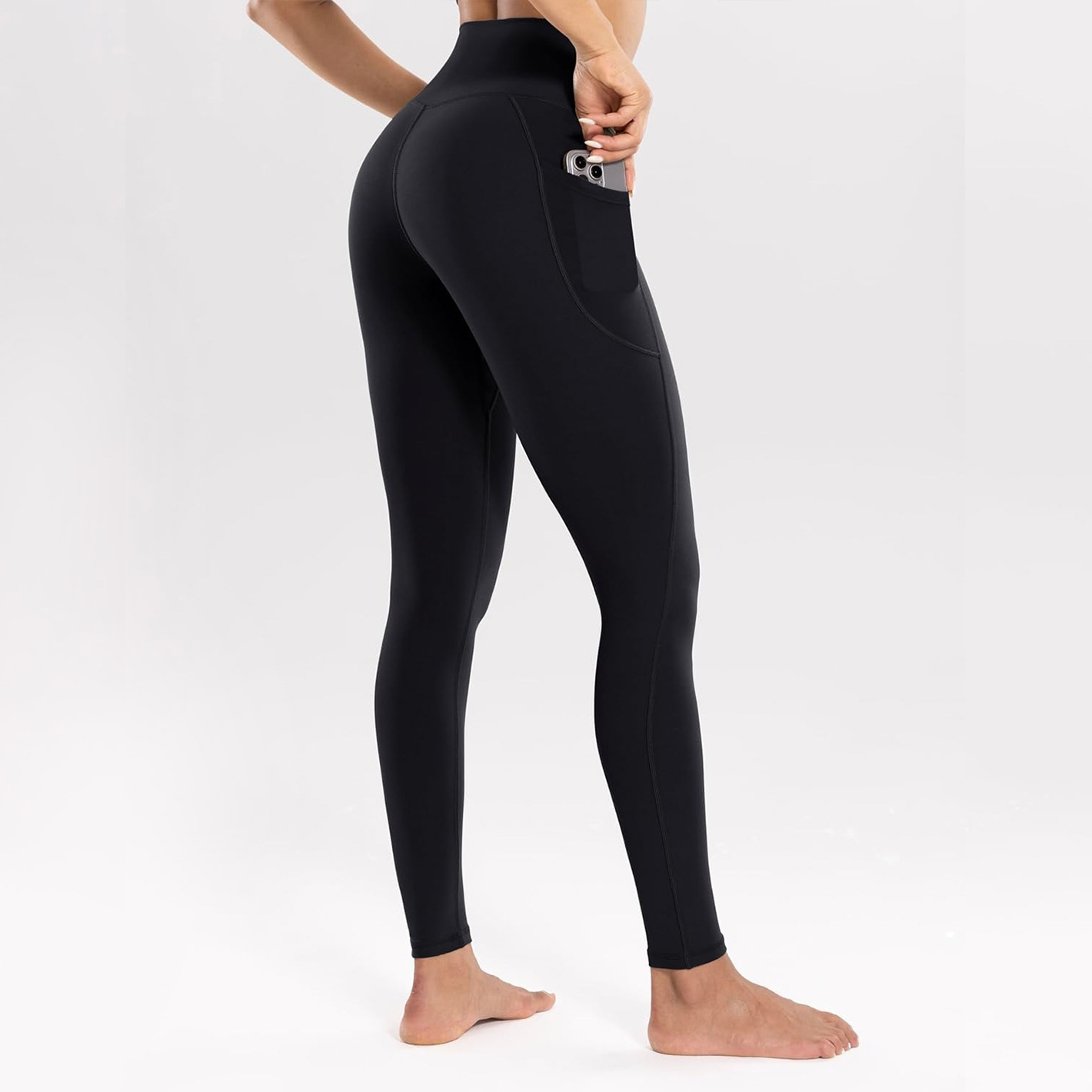 V888-ELOSUNG16851-224628-00 L Black High-Waist Seamless Yoga Leggings with Pockets - Ultra Soft & Quick-Dry Workout Tights - Image 1