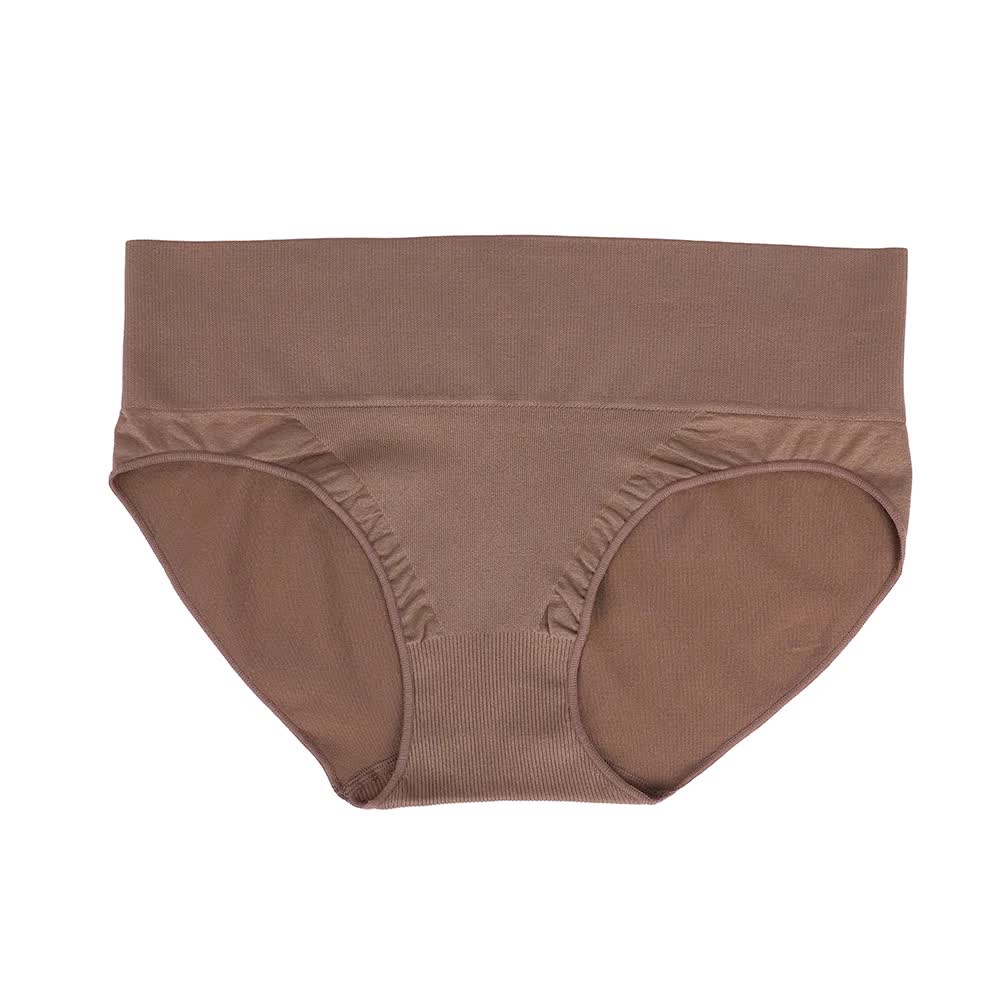 V888-ELOSUNG16945-224189-00 S Coffee 3-Pack High-Waist Microfiber Shaping Briefs - Seamless Full-Coverage Tummy Control Panties - Image 1