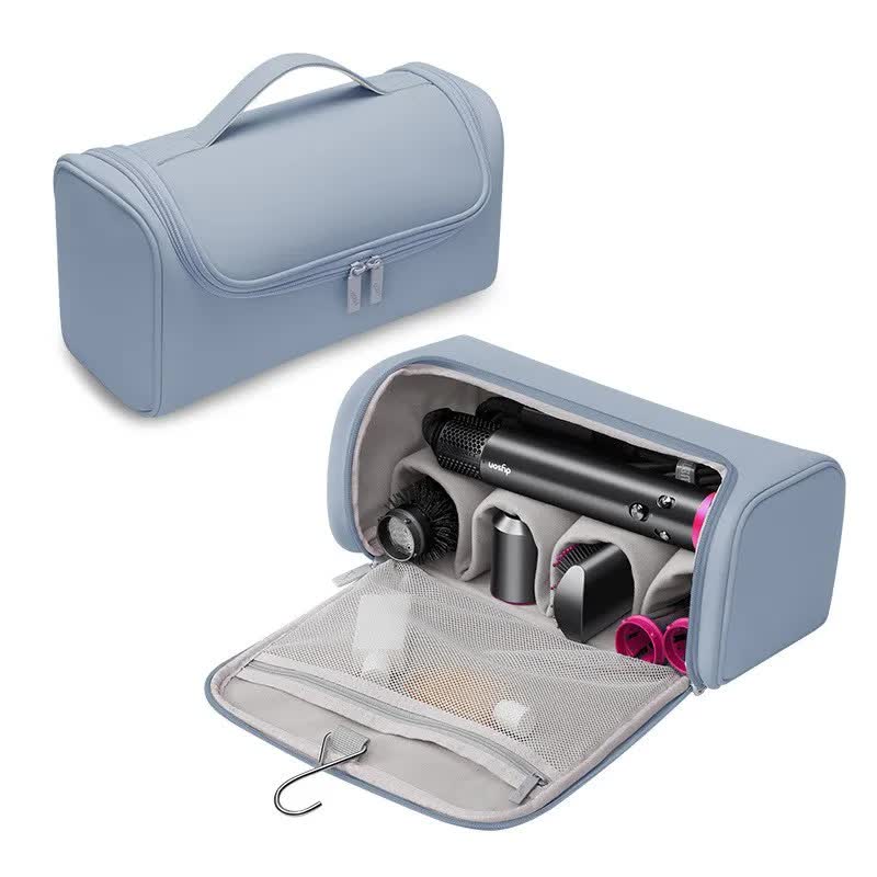V888-ELOSUNG17088-214448-00 Blue Portable PU Storage Bag for Hair Curlers, Hair Dryers, and Styling Tools(Hair dryers, etc. are shooting props and are not included in the product) - Image 1