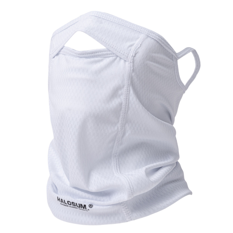 V888-ELOSUNG17375-216052-00 2 Pcs White UV Protection Breathable Cycling Face Mask with Ear Hooks - Summer Ice Silk Neck Gaiter for Men and Women - Image 1
