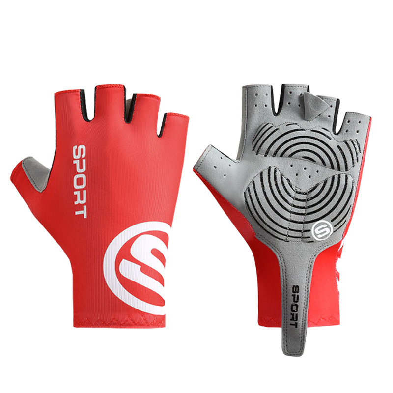 V888-ELOSUNG17384-216179-00 Size L Red Breathable Half-Finger Cycling Gloves - Anti-Slip, Shockproof, and Durable for Men & Women - Image 1