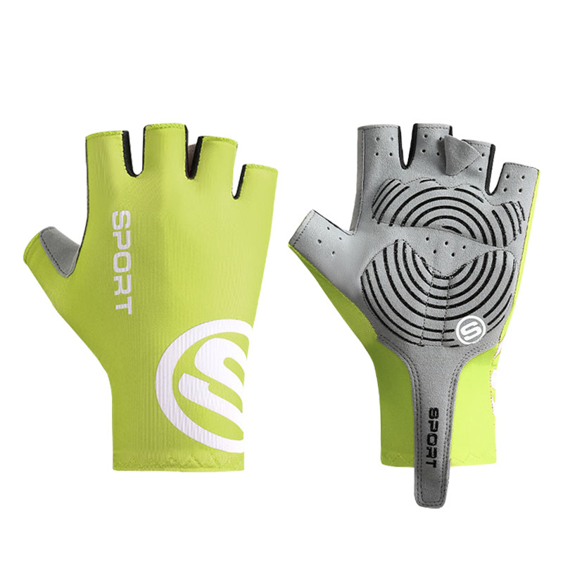 V888-ELOSUNG17390-216191-00 Size L Bright Green Breathable Half-Finger Cycling Gloves - Anti-Slip, Shockproof, and Durable for Men & Women - Image 1