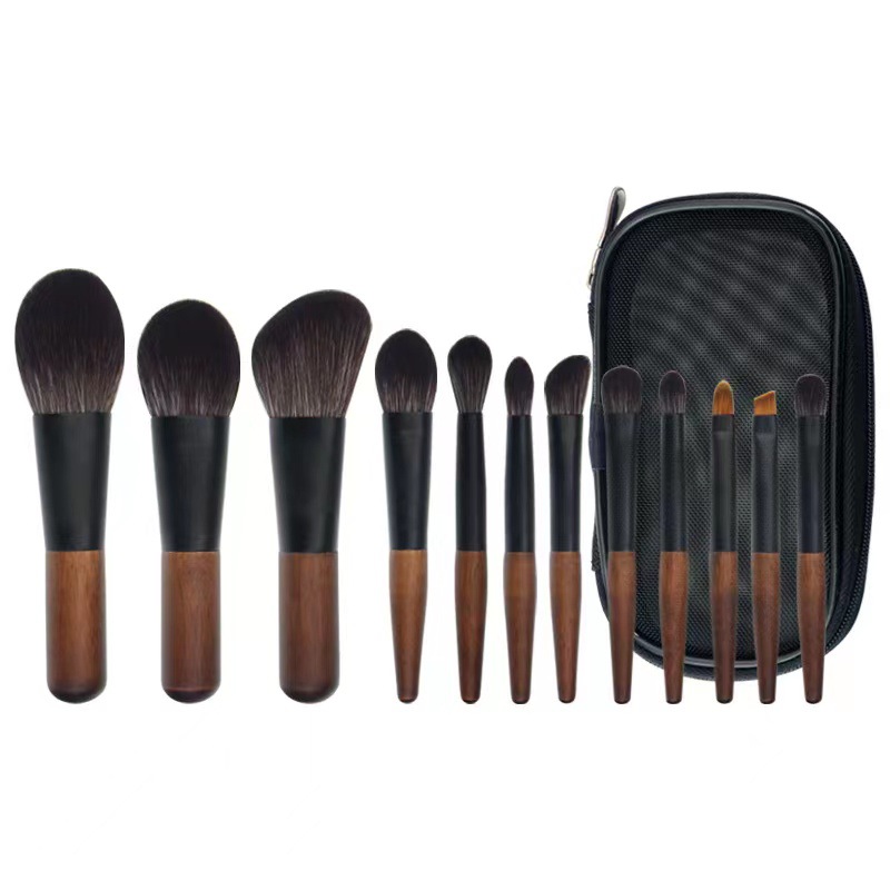 V888-ELOSUNG17430-216099-00 Style A 12-Piece Mini Portable Makeup Brush Set - Fiber Bristle Beauty Tool Set(With storage bag) - Image 1