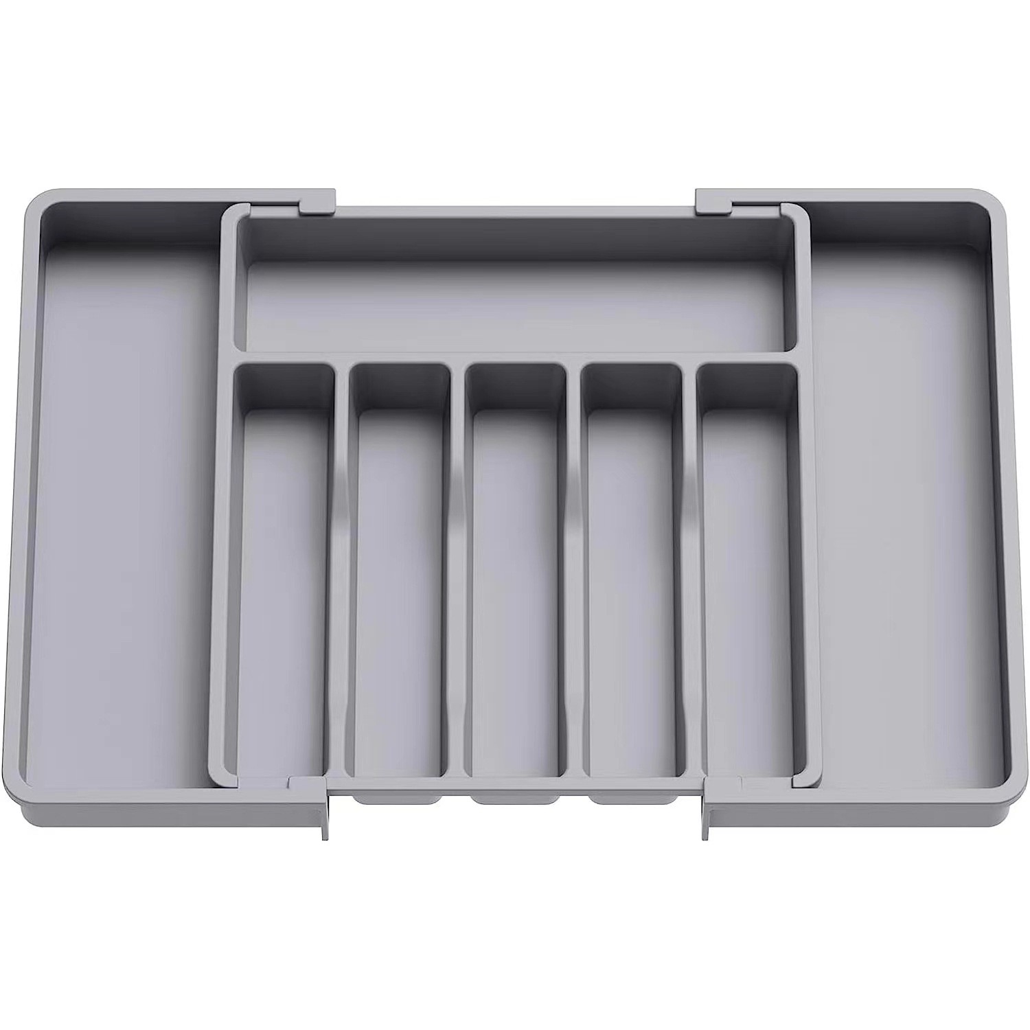 V888-ELOSUNG17727-222275-00 Grey Adjustable Polypropylene Kitchen Drawer Organizer - 8 Compartments, Large Capacity, Easy to Clean - Image 1