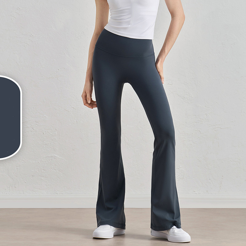 V888-ELOSUNG17978-224454-00 Oil Blue High-Waisted Lycra Yoga Bell-Bottom Pants for Women – Tummy Control & Butt Lifting - Image 1