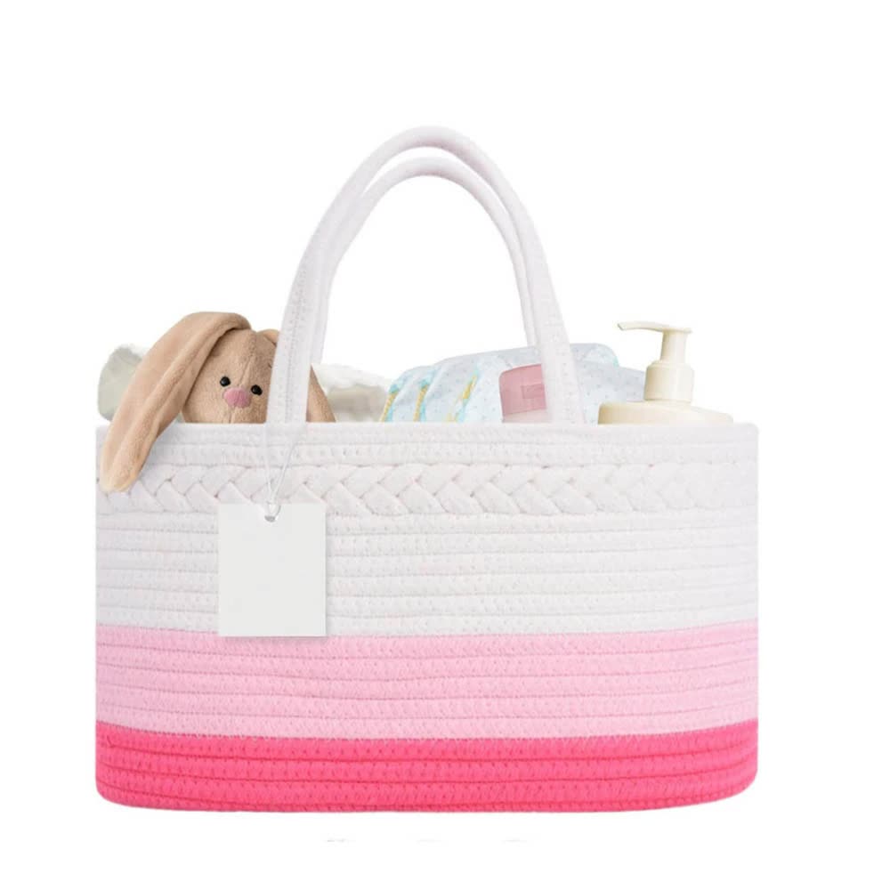 V888-ELOSUNG18111-202503251532-00 Pink Stylish Cotton Rope Basket for Clothing & Toys - Woven Storage Organizer, 38x23x18cm - Image 1