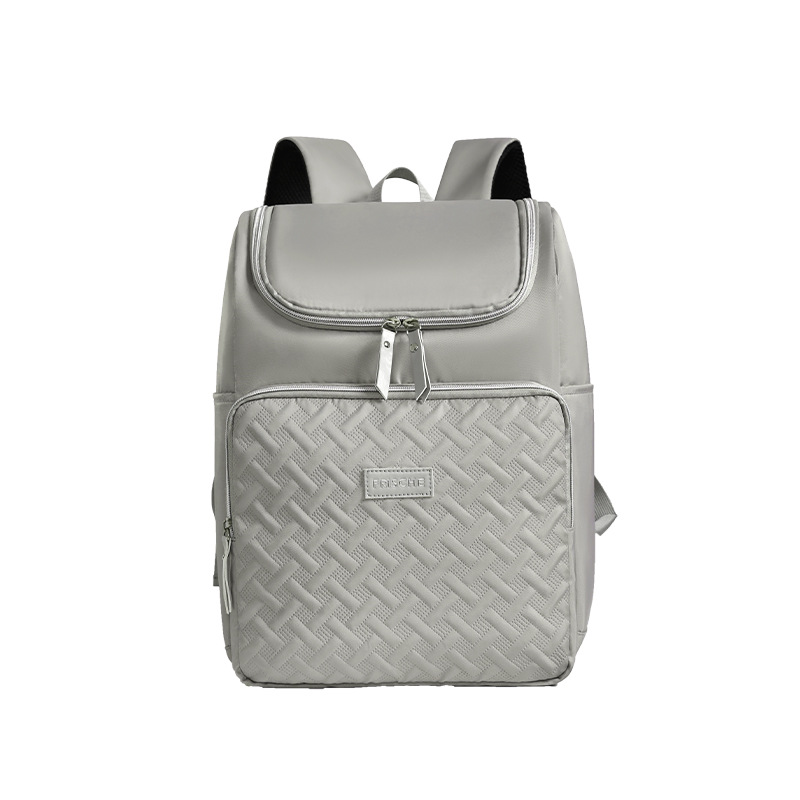 V888-ELOSUNG18189-202504281426-00 Grey Stylish Quilted Diaper Bag Backpack - Large 17L Capacity Lightweight Nappy Bag for Mum - Image 1