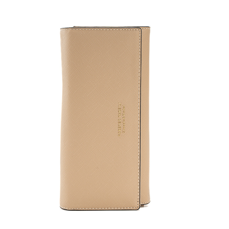 V888-ELOSUNG18263-202505191153-00 Apricot PU Slim Wallet with Polyester Interior - Stylish Clutch for Cards and Cash - Image 1