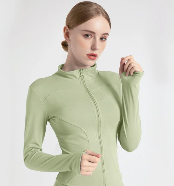 V888-ELOSUNG19041-224739-00 XL Green High-Stretch Slim Fit Yoga Jacket - Full Zip Workout Sports Jacket for Women - Image 1