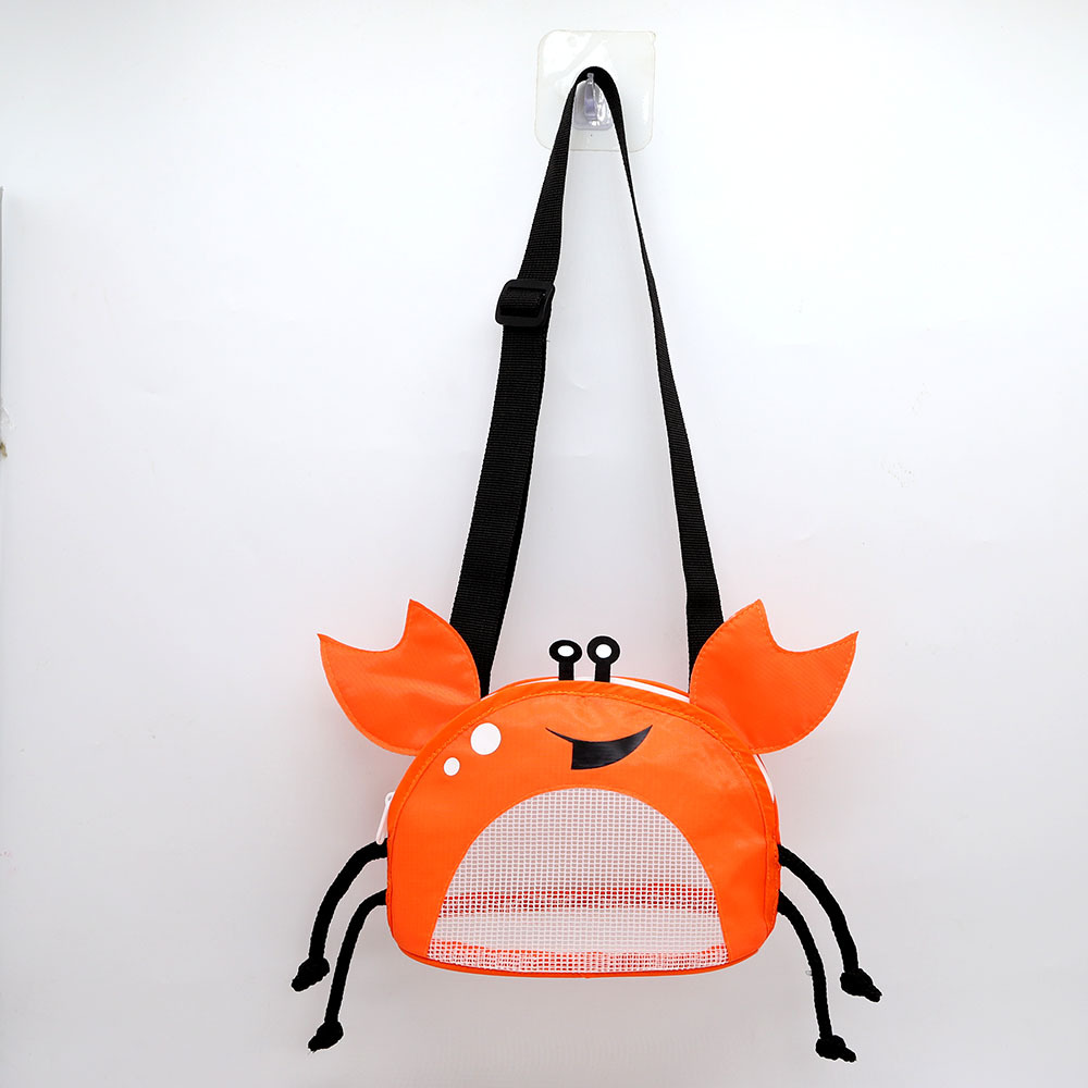 V888-ELOSUNG19305-202502251022-00 3 PCS Orange Cute Crab Mesh Beach Bag for Kids - Shell Collecting Sand Toy Bag for Toddlers - Image 1