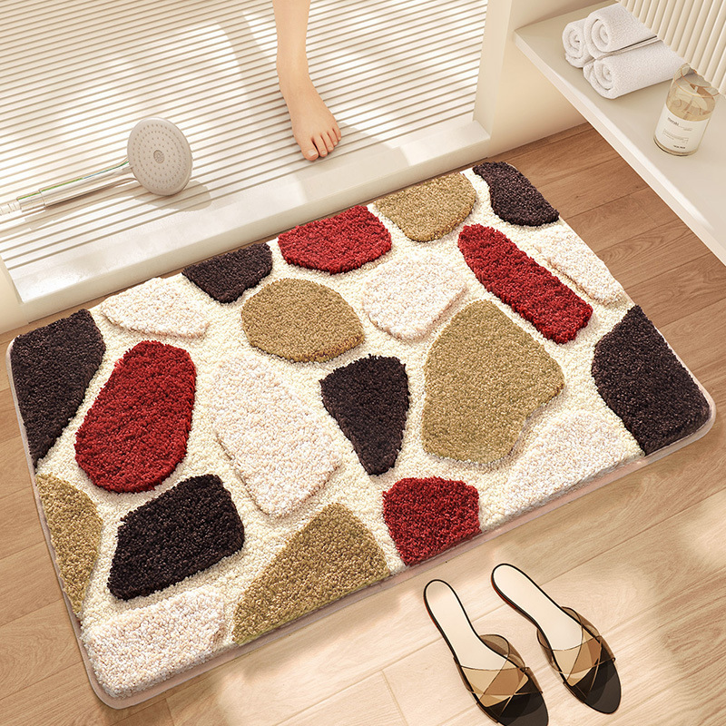 V888-ELOSUNG19360-202502261631-00 Brown Stone Bath Mat - Super Absorbent, Non-Slip Bathroom Floor Mat - 40x60cm - Image 1