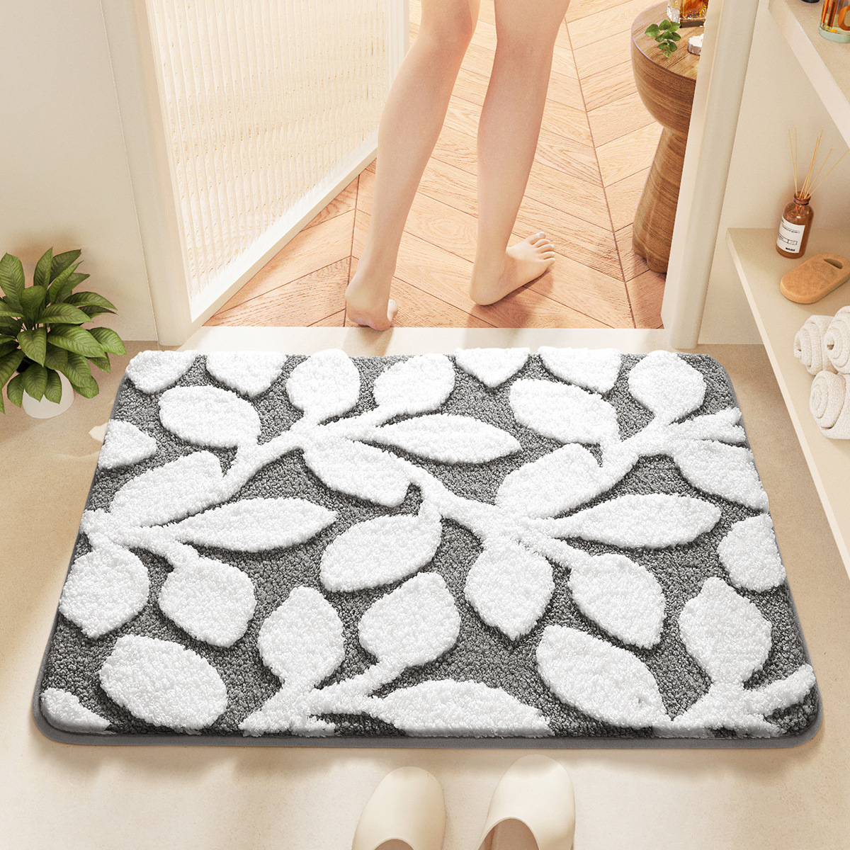 V888-ELOSUNG19372-202502261705-00 White-grey Bath Mat - Super Absorbent, Non-Slip Bathroom Floor Mat - 40x60cm - Image 1